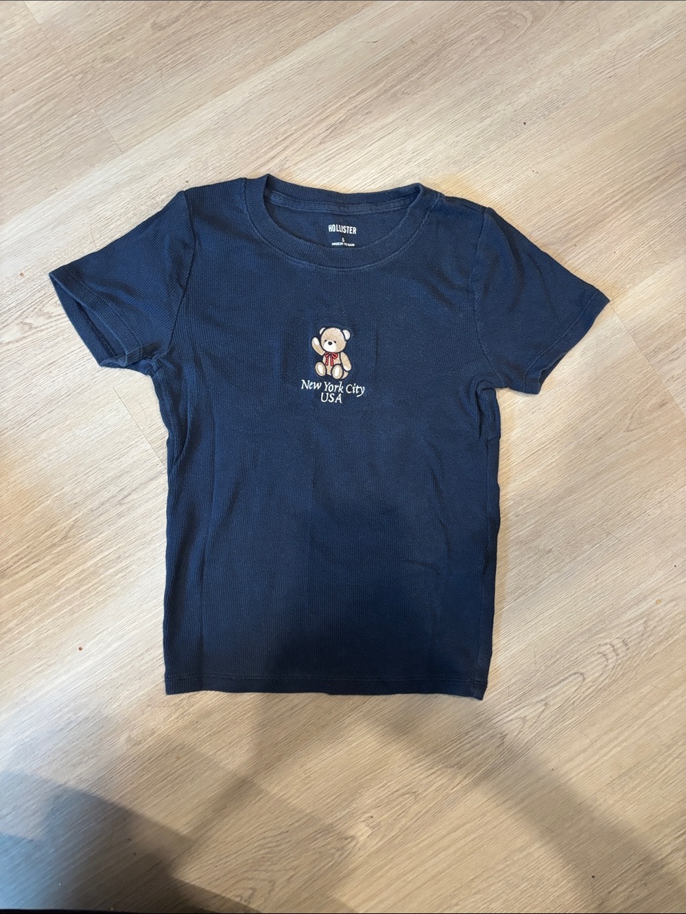 Hollister Navy Short-Sleeve Tee with Bear Patch